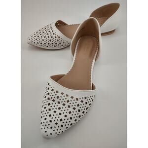 Isaac Mizrahi Shoes Flats Size 7.5 Diamond Pattern Pointed Toe Leather Slip On